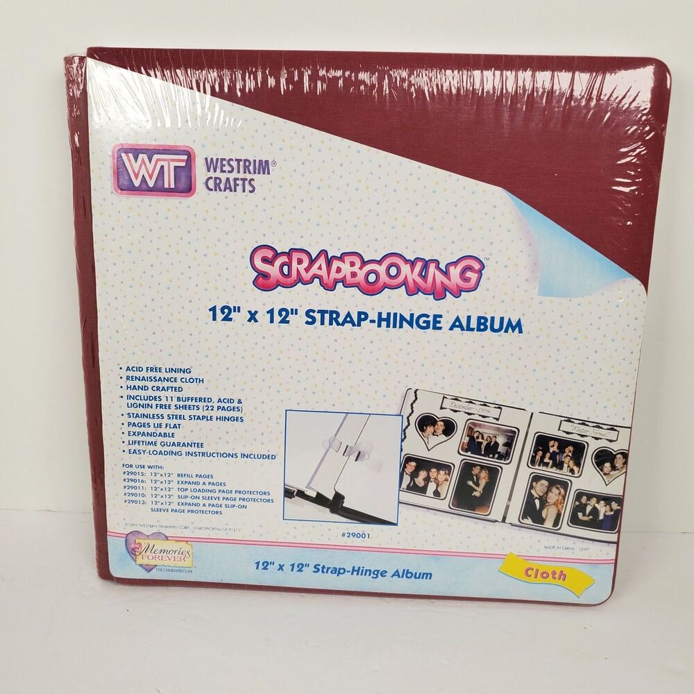 NIP Westrim Crafts Scrapbook Strap Hinge New  Album Burgundy Cloth 12x12 #29001